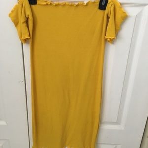 Yellow Off the Shoulder Ruffled Dress